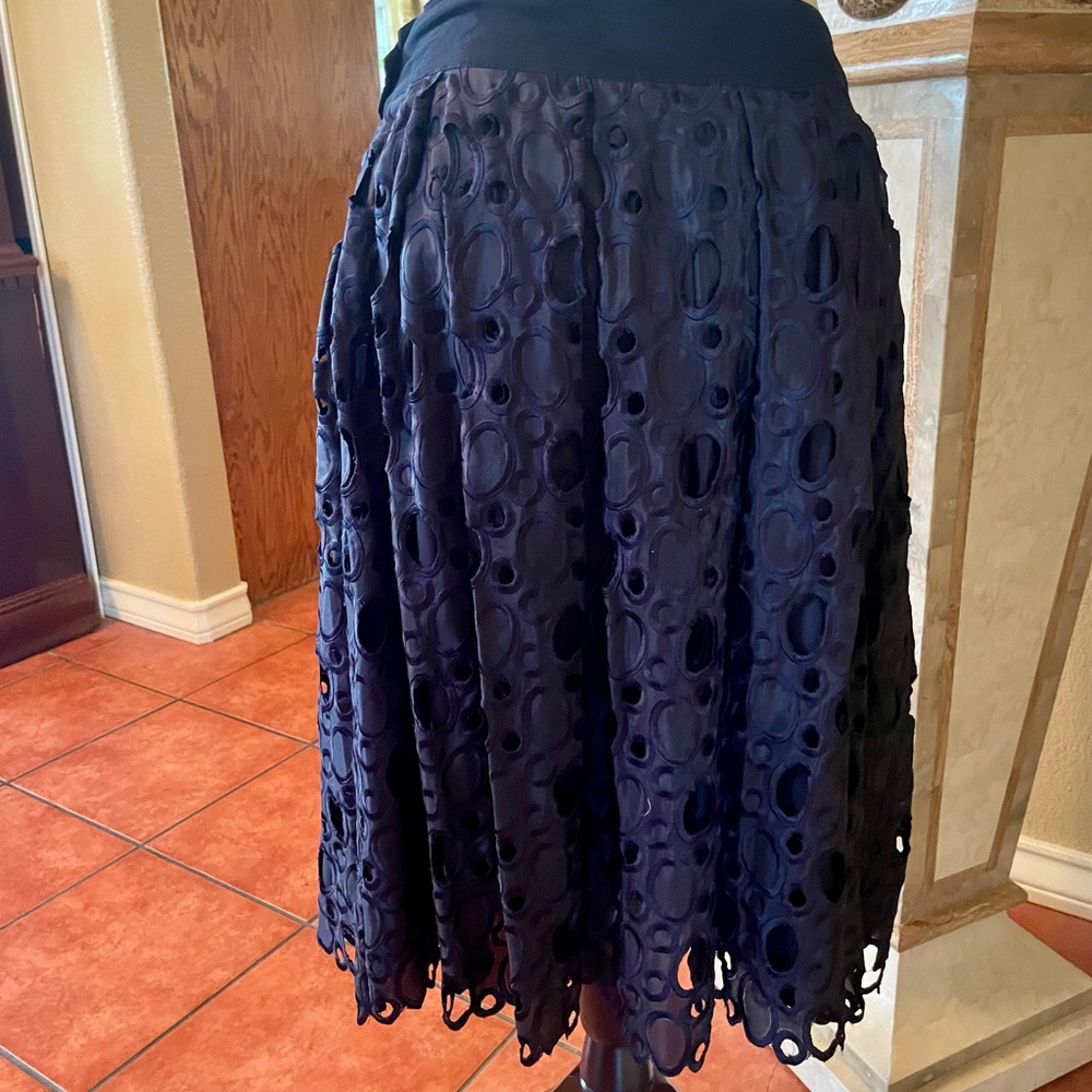 Peter Nygard Blue Skater Skirt with Cut Out Details